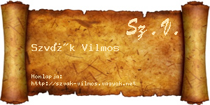 Szvák Vilmos névjegykártya